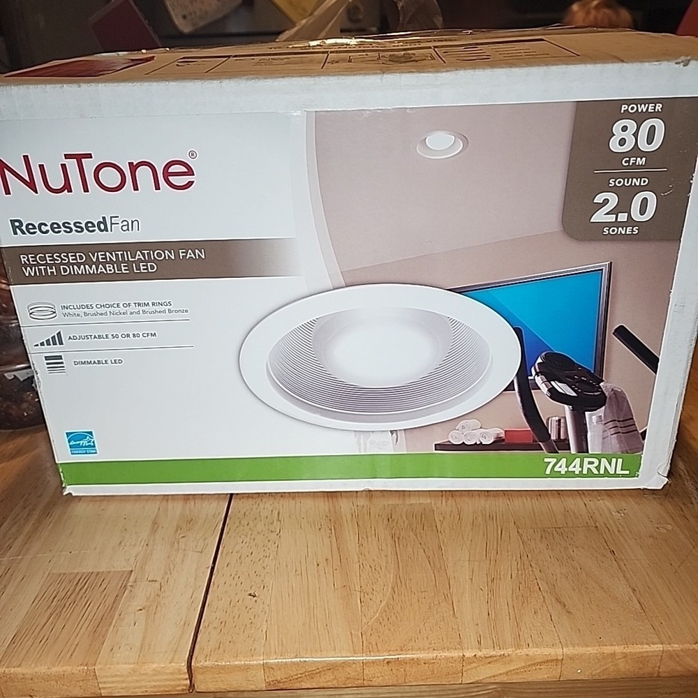 NuTone 744RNL Bathroom Exhaust Fan Light 50-80 CFM White